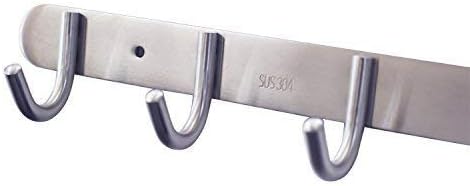 Coat Hook Rack with 8 Round Hooks - Premium Modern Wall Mounted - Ultra durable with solid steel construction, Brushed stainless steel finish, Super easy installation, Rust and water proof