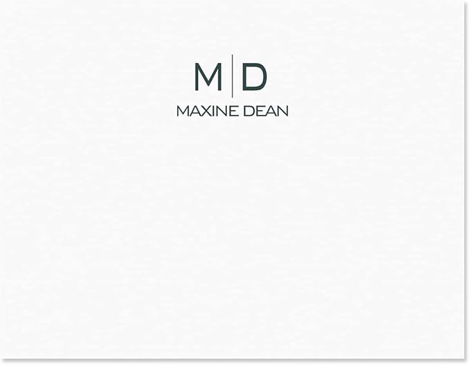 Thin Line Monogram Personalized Note Cards (4 Color Choices) - 24 Cards with White Envelopes, 4¼ x 5½ Inch Size, Blank Inside, Add a Name and Initial, For Thank You Notes, or Graduation Gifts