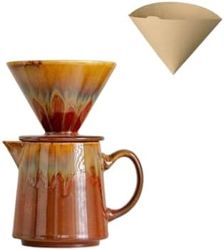 Gradient Glaze Ceramic Coffee Dripper & Server Set (Brown) by Unknown