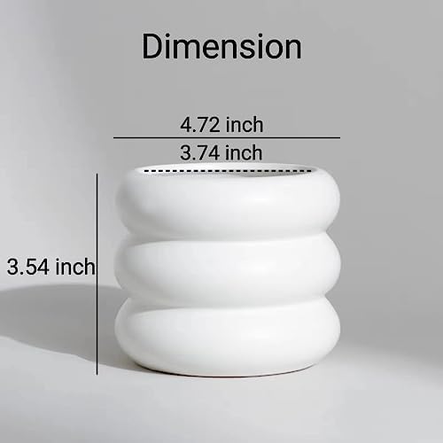 Ceramic Plant Pot Indoor, 4.5 Inch Flower Pot with Drainage Hole, Small Bubble Design Ceramic Planter for Home & Office Decor (White) - Image 3