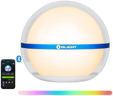 OLIGHT Sphere Smart Night Light, 75 lumens Stepless Dimming Table Lamp with Remotely APP Control, Magnetic Rechargeable RGB Ambient Lighting for Sleeping, Reading, and Relaxation by OLIGHT