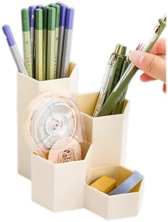 Pencil Organizer Pen Holder for Desk Pens Cup Small Desk Organizer Cute Pen Holder for Office,School and Home (White, L-Shape) by Saikvi