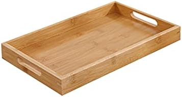 Ochine Bamboo Serving Tray with Handles Rectangular Wooden Breakfast Food Trays Natural Wood Tea Coffee Tray Decorative Counter Table Tray for Home Office Kitchen Bathroom and Weddings Parties 1 Pack by CombinationofFashionandQuality