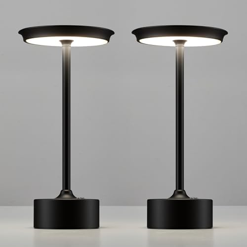 PUSU Rechargeable Table Lamps Set of 2, Black Cordless Portable Desk Lamp by PUSU