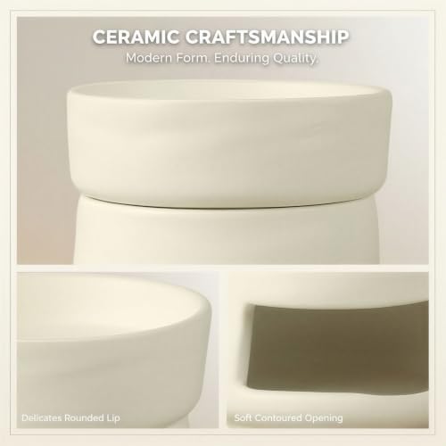 Ceramic Essential Oil Burner, White Nordic Cube Tealight Candle Holder, Modern Minimalist Aroma Diffuser, 3.9 in / 10 x 10 x 10 cm, with Separable Top Lid for Home Spa Decor - Image 5