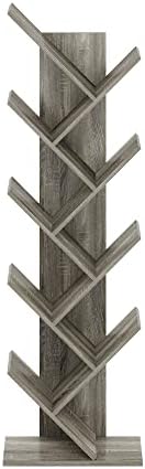Furinno TREE Book Shelf, 9-Tier Bookshelf, Tree Bookcase with Angled Open Shelf, 8.4 x 15.7 x 50.9, Corner Shelf for Room Decor, for Living Room, Bedroom, Home Office, French Oak - Image 4