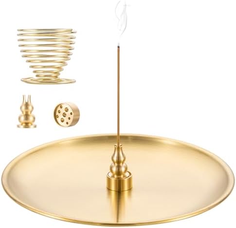 4 in 1 Brass Gourd Incense Burner Sticks Cones Coils Ash Catcher Home Decor by OSOPOLA