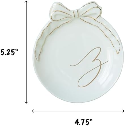 COLLECTIVE HOME Ceramic Jewelry Tray, Monogram Trinket Dish with Bow (Z) - Image 3