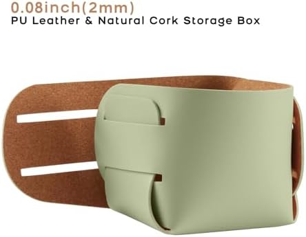 HOMIEAZICOZI 2-Pack Cork Leather Desk Accessories Storage - Pencil Pen Holder - Makeup Brush Holder Organizer - Stylish Addition to Home Decor (Light Green) - Image 2
