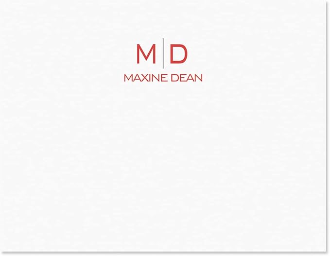 Thin Line Monogram Personalized Note Cards (4 Color Choices) - 24 Cards with White Envelopes, 4¼ x 5½ Inch Size, Blank Inside, Add a Name and Initial, For Thank You Notes, or Graduation Gifts