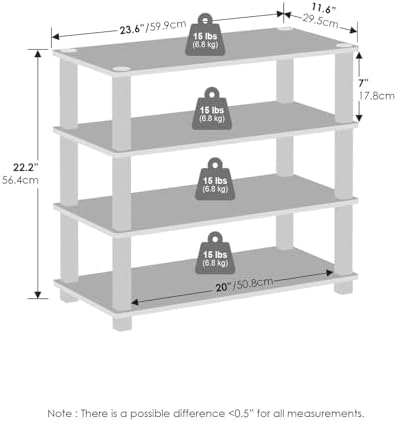 Furinno Turn-N-Tube Storage Shelves Set of 2, 4-Tier Stackable Standing Shelf, Open Corner Shelf, for Organization and Storage, Living Room, Garage, Home Office, Dark Cherry - Image 3