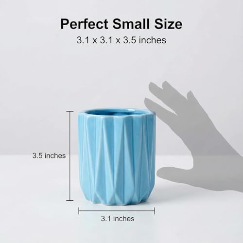 Succulent Plant Pots Ceramic Plant Pots and Drainage Hole Bonsai Planter Small Flower Pots for Indoor Outdoor Use for Home Office Garden Decoration,Plants Not Included (Blue) - Image 2