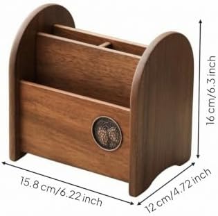 Compact Desk Organizer | Walnut Finish, Multifunctional, Stationery organizer with Side Panels, for Dresser, Living Room - Image 2