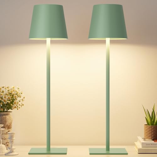 Kakanuo Green Cordless Rechargeable Table Lamp, 2 Pack Portable Desk Lamp with 5000mAh Battery, Touch Control Stepless Dimming, Wireless Night Light for Dining, Outdoor Camping - Image 6