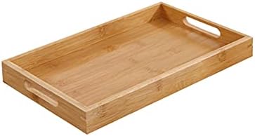 Ochine Bamboo Serving Tray with Handles Rectangular Wooden Breakfast Food Trays Natural Wood Tea Coffee Tray Decorative Counter Table Tray for Home Office Kitchen Bathroom and Weddings Parties 1 Pack by CombinationofFashionandQuality