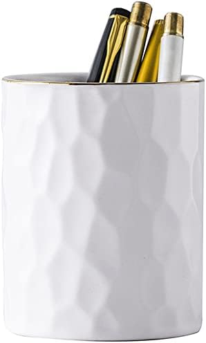 Ceramic Aesthetic Pen Holder for Desk Cute White Pencil Holder Cup Pot Desk Organizer Office Supplies - Stylish Office Decor, Makeup Brush Holder,Toothbrush Holder (White) - Image 6