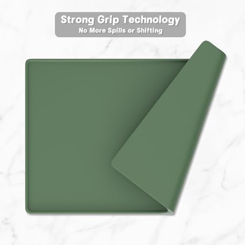 Rnivvi Silicone Coffee Mat, 12" x 19" Waterproof Raised Edge Coffee Bar Mats for Espresso Machine Station Accessories, Heat Resistant Dish Drying Pad for Kitchen Counter, Rubber Bar Decor Pad, Green - Image 5