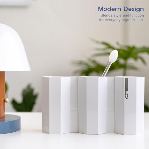 Octagonal Desk Organizer [Arctic White] - Multi-Compartment Aesthetic Pen Holder, Divided Pencil Cup for Office & Home, Modern Stationery Storage, Traditional K-Design Motif (Made in Korea) - Image 3