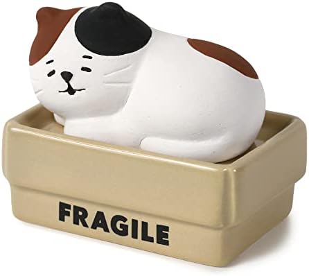 Stone Diffuser Cat in a Box [ Designed in Japan] Non Electric Passive Diffuser for Essential Oil, Aromatherapy, and Cat Lovers (Ceramic/Clay) (Black and White Mixed) by TerraDistribution