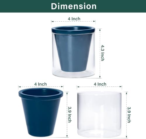 D'vine Dev Self-Watering Blue Terracotta Planter, 4 in, 3-Pack, 37-Z-A-4-T - Image 2