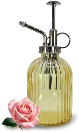Glass Plant Mister Spray Bottle, 320ML Vintage Plant Spritzer with Top Pump Watering Can for Indoor Outdoor House Plants, Flowers (Yellow) by VKSG