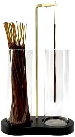 Glass Incense Holder, Black Incense Sticks Burner Holder with Storage,Hang Upside Down Incense Holder for Sticks with Ash Catcher for Meditation Yoga Spa Room (Black) by MoocerviIncenseHolder