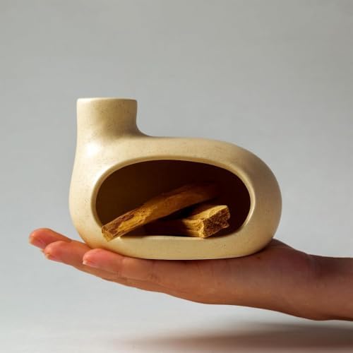 Ceramic Palo Santo Holder, Chiminea Incense Burner for Sage Sticks & Cones - Image 2