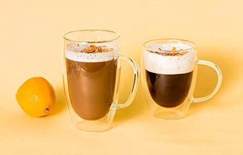 MEWAY 12oz/4 pack Coffee Mugs,Clear Glass Double Wall Cup with handle for Coffee, Tea, Latte, Cappuccino (12 oz，4) - Image 5