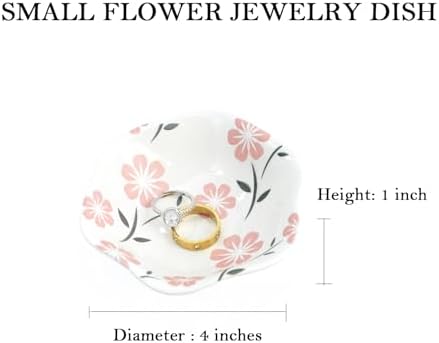 Small Flower Ring Dish Jewelry Tray Organizer, White - Image 3