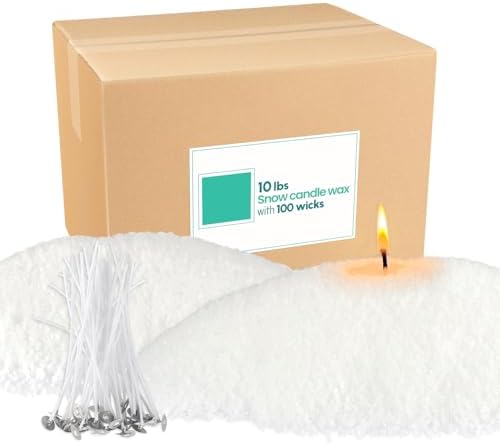 Wfmolcand 10 lb Natural Pearl Wax Sand DIY Set with 100 Wicks, Reusable, Continuous Burning, Unscented Candle Powder, Designed for Handmade Candles, Wedding Celebrations and Party Decorations by Wfmolcand