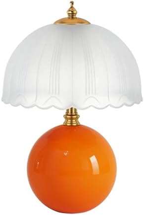 PARTPHONER Mushroom Table Lamp, Ceramic Bedside Lamp with Glass Shade, 3-Way Lighting (2700K-5000K) Rocker Switch, Small Nightstand Lamp for Bedroom, Living Room, Office, Orange - Image 2