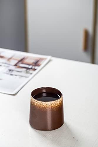 handmade Ceramic whiskey gllass Mugs,10oz Porcelain Mug for Men/Women,Tea Cup for Office and Home, Microwave and Dishwasher safe, Gift for Parents, Family and Friends(Brown) - Image 3