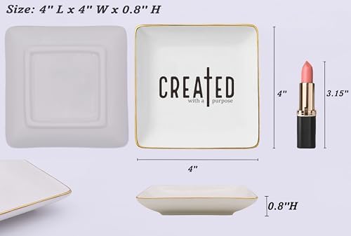 NZY Affirmations Birthday Christmas Gift for Woman,Christian Scripture Religious Bible Verse Reminder Gifts,Inspirational Present,Ceramic Jewelry Tray Trinket Holder Ring Dish-Created With A Purpose - Image 5