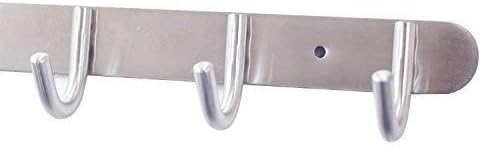 Coat Hook Rack with 8 Round Hooks - Premium Modern Wall Mounted - Ultra durable with solid steel construction, Brushed stainless steel finish, Super easy installation, Rust and water proof