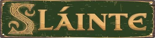 Vintage Irish Slainte Cheers Metal Sign 4x16 In Retro Beer Wall Decor For Man Cave Bar And Home Metal Outdoor Decor by LMDDFZS