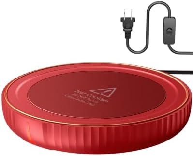 HouseGem Large Candle Warmer Plate - Coffee Cup Mug Warmer for Desk, Candle Melter, Electric Mug Heater for Beverages, Milk & Tea, Coffee Accessories Ideal Gifts Keep Cup Warm (Red) by HouseGem%C2%AE