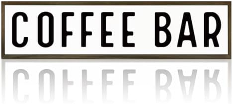 Coffee Bar Signs for Kitchen, Farmhouse Decor for Shelf, Rustic Wooden Wall Hanging Sign, Coffees Decoration for Cafe, Bar or Coffee Corner, Decorative Wooden Box Signs, 17.8x4x1.2 inches by WKYAER
