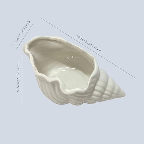 Conch Shape Ceramic Jewelry Tray, White Shell Trinket Dish, Ocean Themed Ring Earring Holder, Decorative Organizer for Rings, Earrings, Necklaces, Bracelets, Coastal Beach Home Decor (White Conch) - Image 3