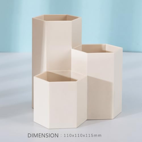 Pen Holder for Desk, White Pens Cup with 3 Compartment Small Desk Organizer Cute Pencil Holder for Office,School and Home (White, Triangular) - Image 4
