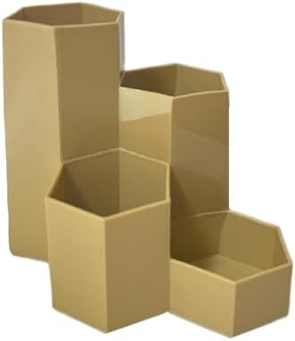 Pencil Organizer Pen Holder for Desk Pens Cup Small Desk Organizer Cute Pen Holder for Office,School and Home (Beige, L-Shape) - Image 3
