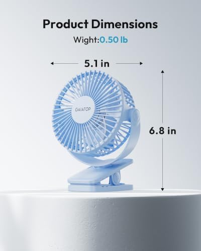 Gaiatop Portable Clip on Fan, Mini Personal Quiet Rechargeable Fan - Image 7