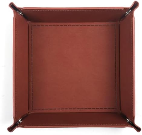 Valet Tray Desktop Storage Organizer – Vegan Leather Catchall Tray Bedside Vanity Tray Nightstand Caddy Holder for Remote Controller, Watch, Keys, Phone, Wallet, Coin, Jewelry, Brown by siduater