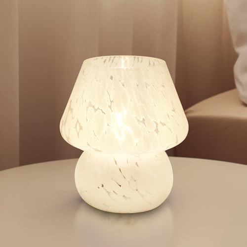 Dawnwake Mushroom Lamp Table Lamp for Bedroom,Small Desk Bedside Lamps for Living Room,Mushroom Decor Cute Mini Modern Mid Century Lamps for Night Stands (Flame White) by Dawnwake