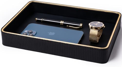 Leather Catchall Valet Tray for Men| Mens Valet Catch All Tray Key Basket| Leather Organizer by ZHEM