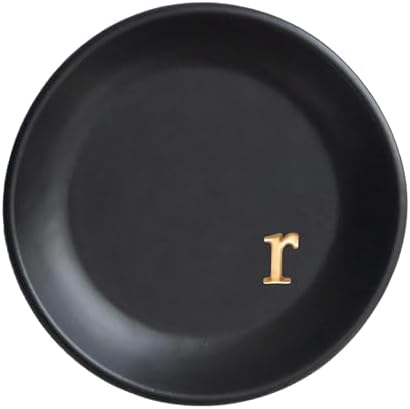 COLLECTIVE HOME - Ceramic Jewelry Tray, Decorative Trinket Dish for Rings Earrings Necklaces Bracelet Watch Keys, Birthday Mother's Day Christmas Gift for Women, 4.75", Black Surface (r) by COLLECTIVEHOME
