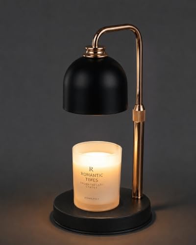 Funistree Candle Warmer Lamp with Timer Dimmer, Adjustable Height Christmas Birthday Gifts for Women Mom, Modern Vintage Black Candle Warmer, Vintage Home Decor for Scented Jar with 2 Bulbs by Funistree