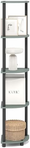 Furinno Turn-N-Tube Corner Shelf, 5-Tier Corner Bookshelf, Open Storage Shelves, for Organization and Storage, Living Room, Home Office, Garage, Bedroom, Sage Green - Image 6