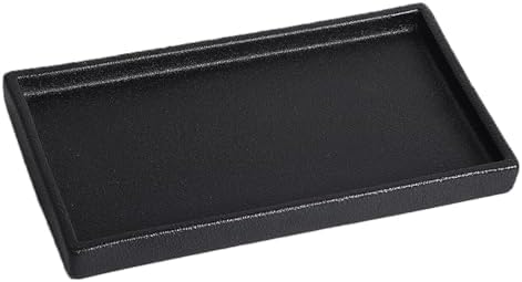 Bathroom Vanity Tray - 11'' Ceramic Rough-Textured Rectangle Countertop Tray, Heavy-Duty Organizer Plate for Perfume, Jewelry, Candles, Soap Dispenser, Kitchen Decorative Stone Trays, Black by Eyrozia