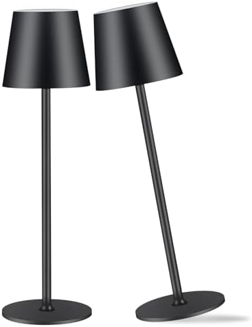 2 Pack Cordless Table Lamp,Portable LED Desk Lamp, 6000mAh Battery Operated, 3 Color Stepless Dimming Up, for Restaurant/Bedroom/Bars/Outdoor Party/Camping/Coffee Shop Night Light by Zoeger