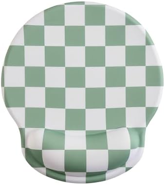 Ohocut Sage Green Checkered Mouse Pad with Gel Wrist Rest, Wrist Support, Ergonomic Desk Accessories for Women, Office Laptop Gaming Decor, Cute Aesthetic Trendy Check Design by Ohocut